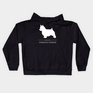 Norwich Terrier Dog White Silhouette Kids Hoodie